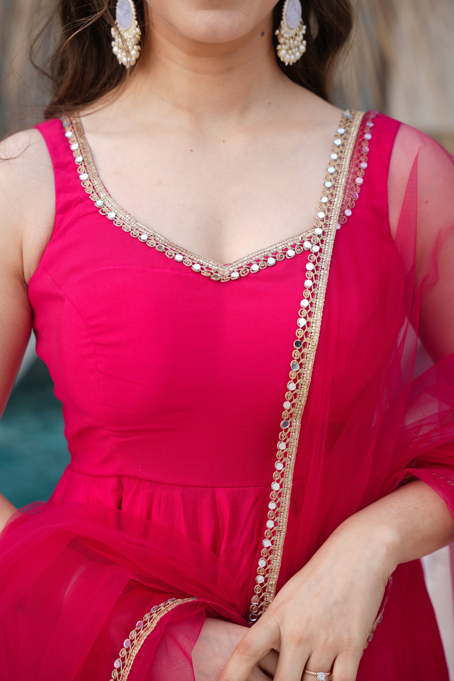 Roman Silk Chanderi Anarkali Set
