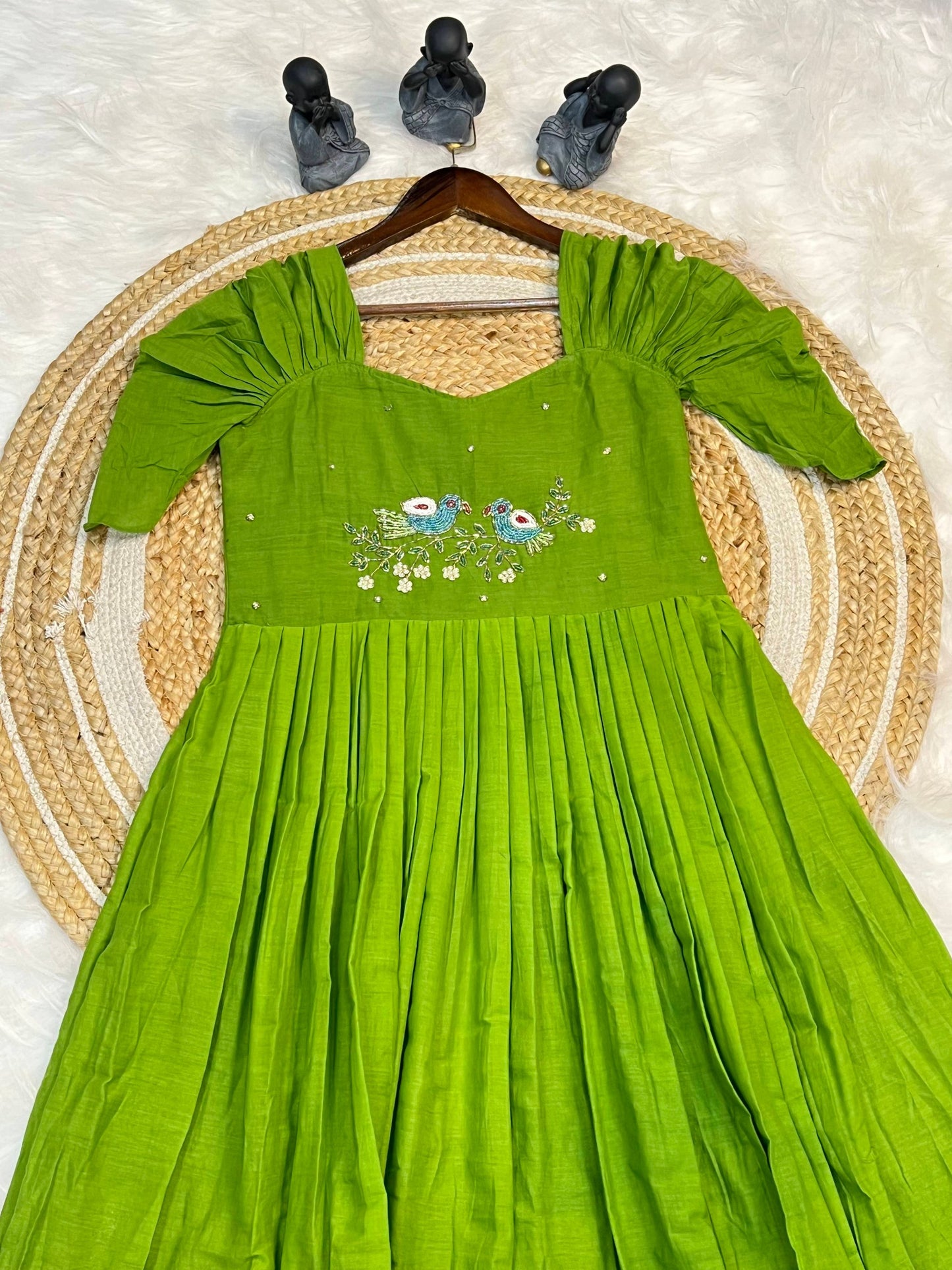 Pure Mul Mul Cotton Handwork Dress
