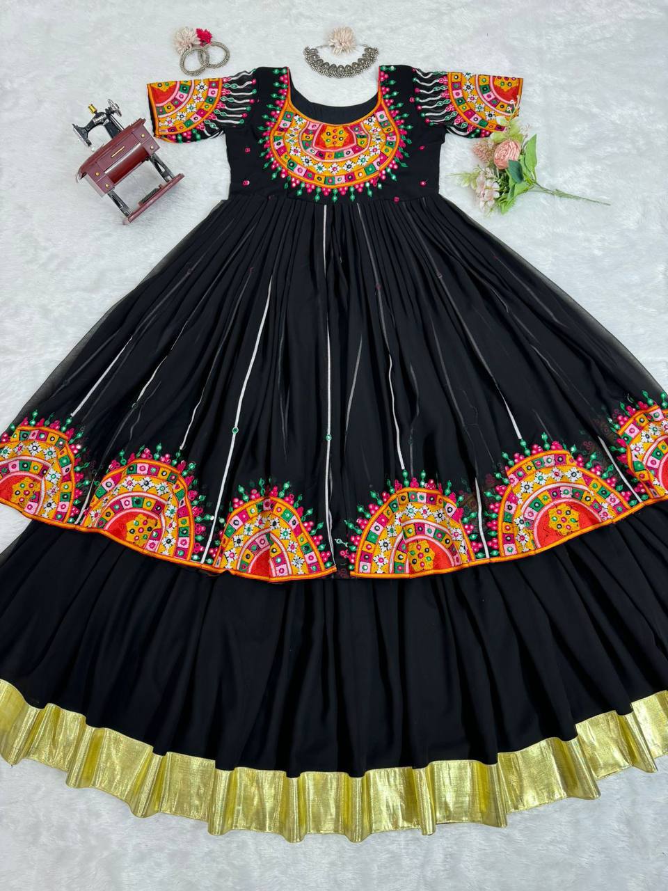 Georgette Chinestitch & Sequin Work Lehenga Set