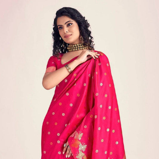 Soft Lichi Silk Saree with Butterfly Pallu