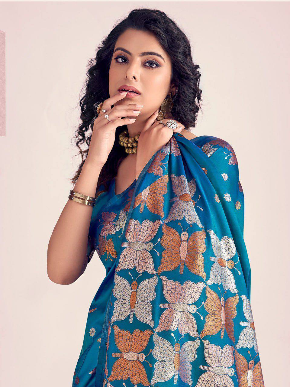 Soft Lichi Silk Saree with Butterfly Pallu