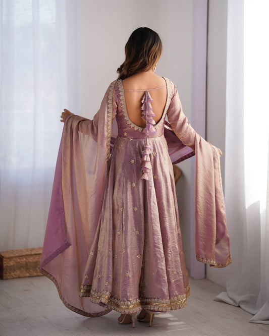 Fancy Silk Gown Set with Dupatta