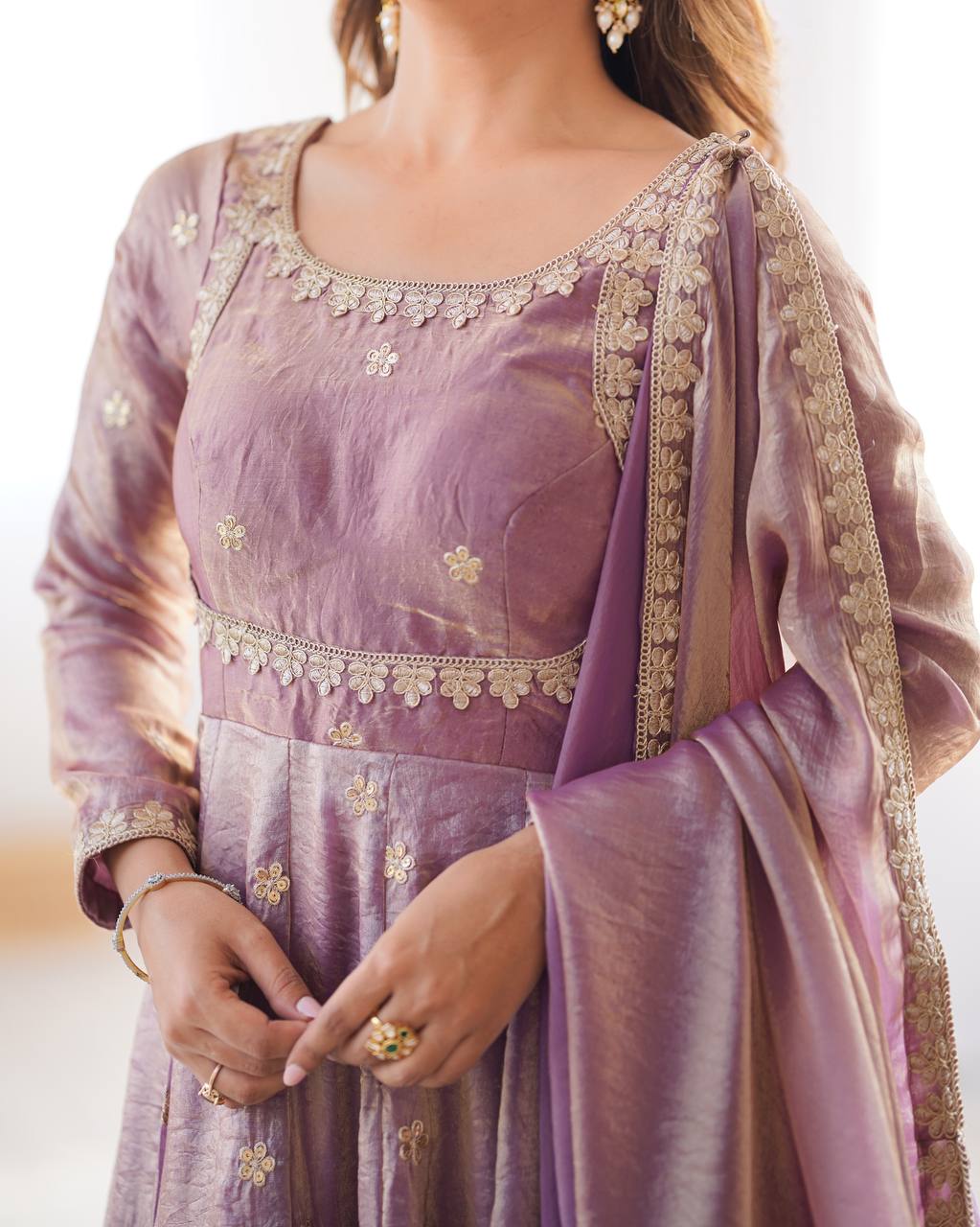 Fancy Silk Gown Set with Dupatta