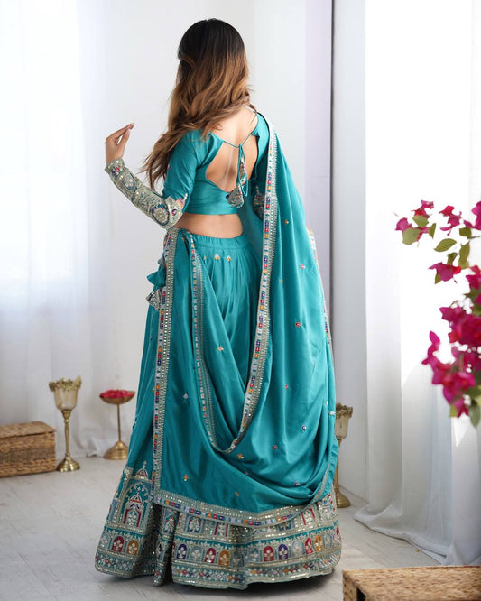 Silk Lehenga Set with Coding Dori, Thread & Sequin Work