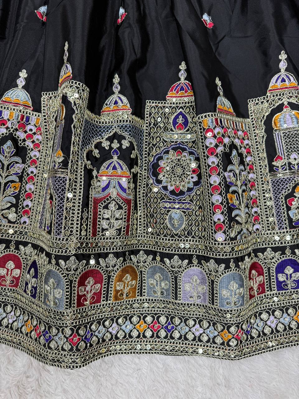 Silk Lehenga Set with Coding Dori, Thread & Sequin Work