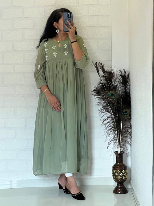 Georgette Dress with Khatli Maggam Handwork