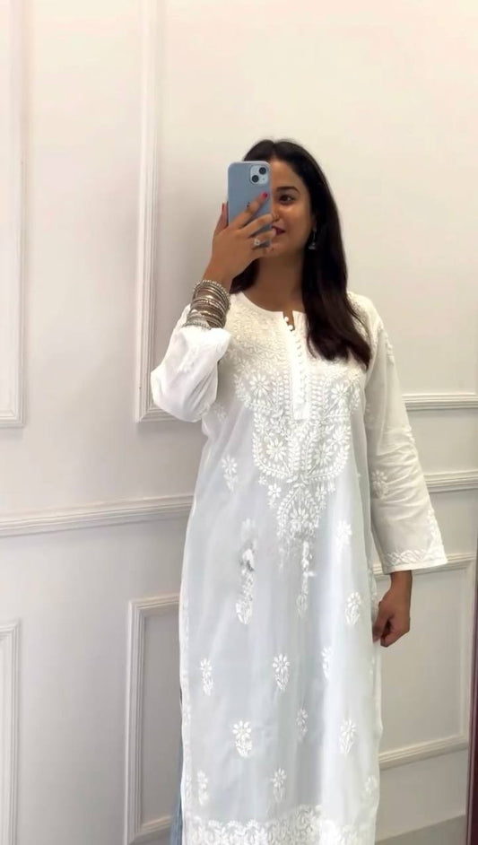 Georgette One-Piece Long Top with Thread Work