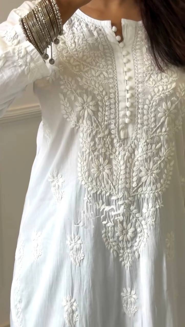 Georgette One-Piece Long Top with Thread Work