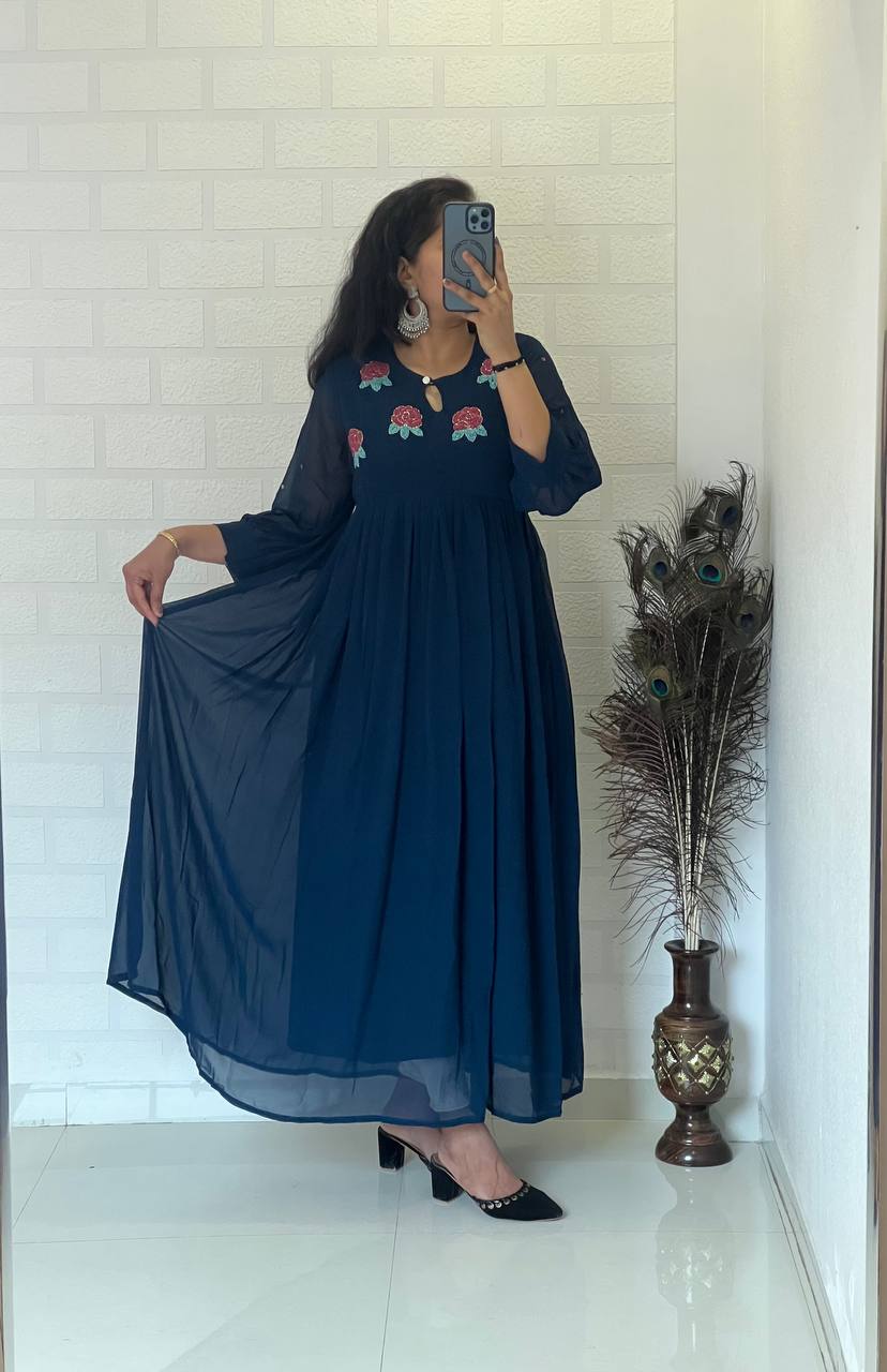 Georgette Dress with Khatli Maggam