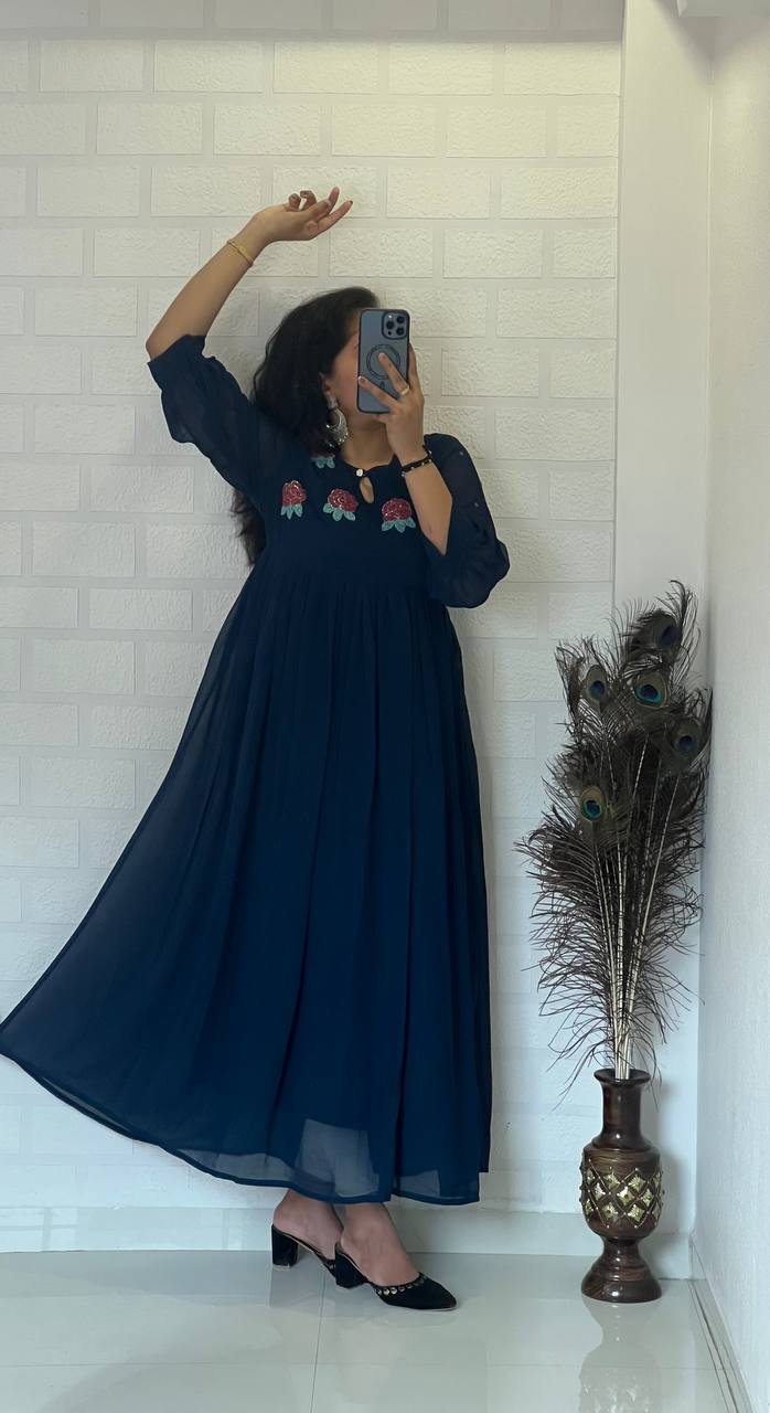 Georgette Dress with Khatli Maggam