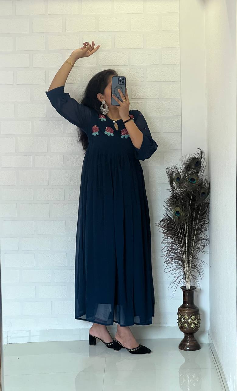 Georgette Dress with Khatli Maggam