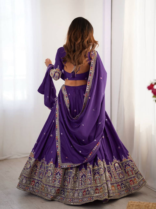 Silk Lehenga Set with Coding Dori, Thread & Sequin Work