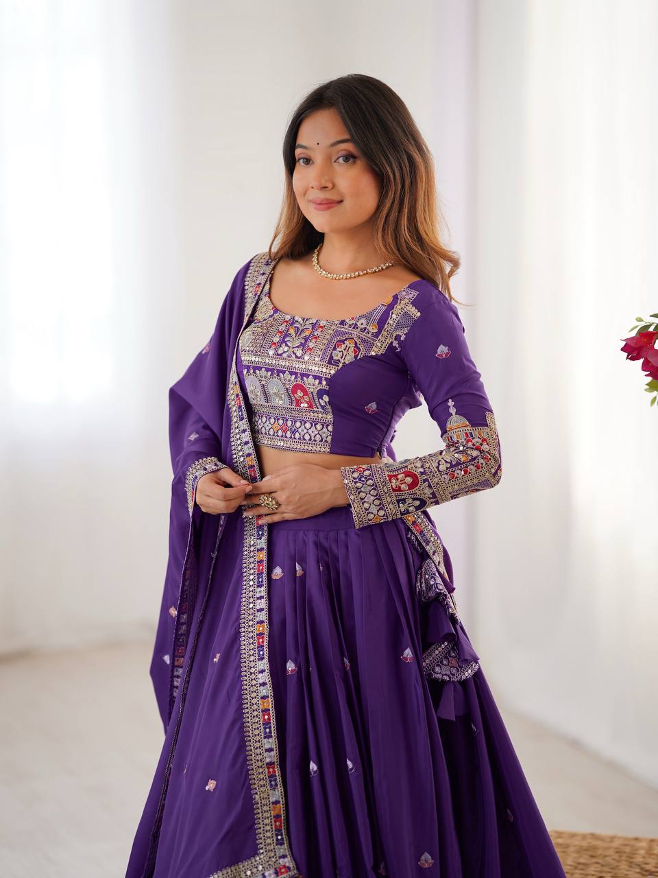 Silk Lehenga Set with Coding Dori, Thread & Sequin Work