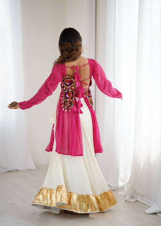 Georgette Top with Butter Silk Lehenga