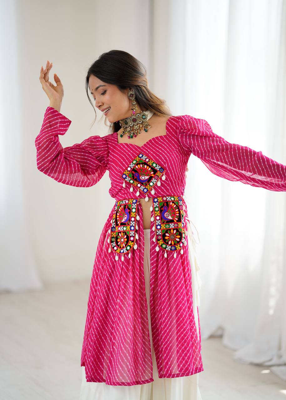 Georgette Top with Butter Silk Lehenga