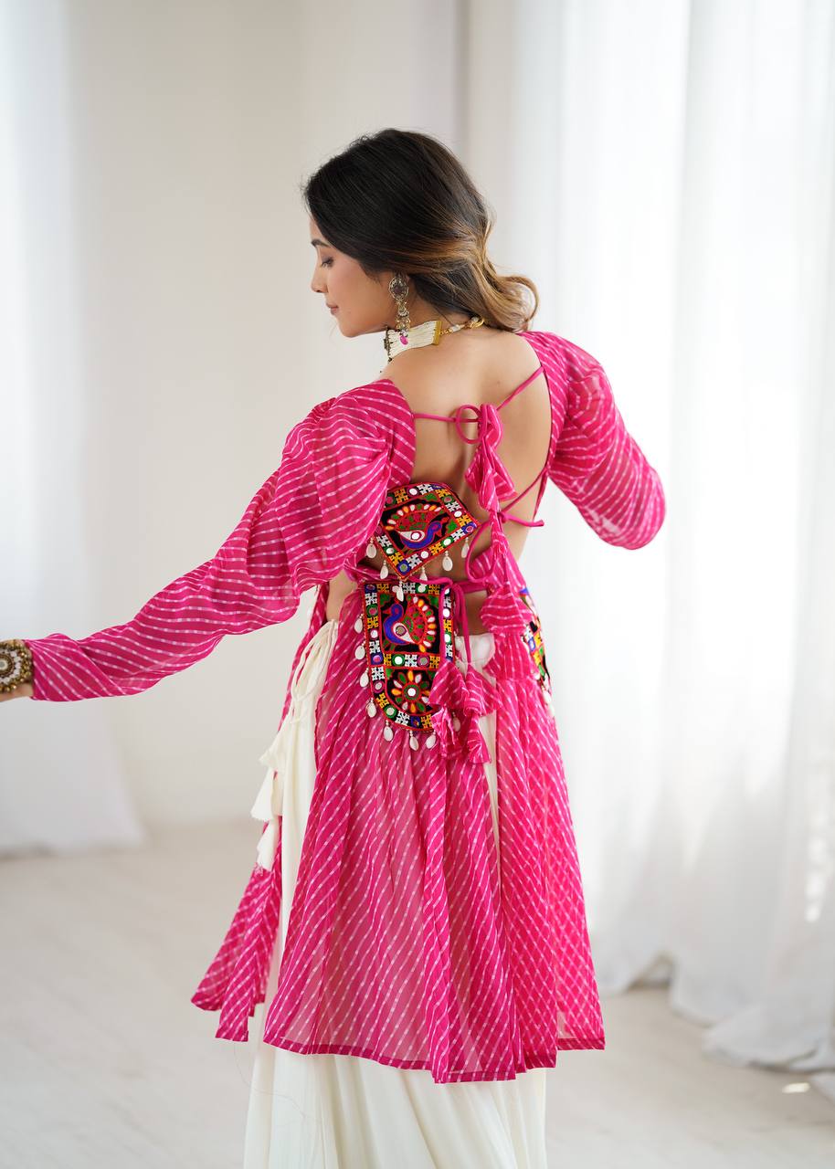 Georgette Top with Butter Silk Lehenga