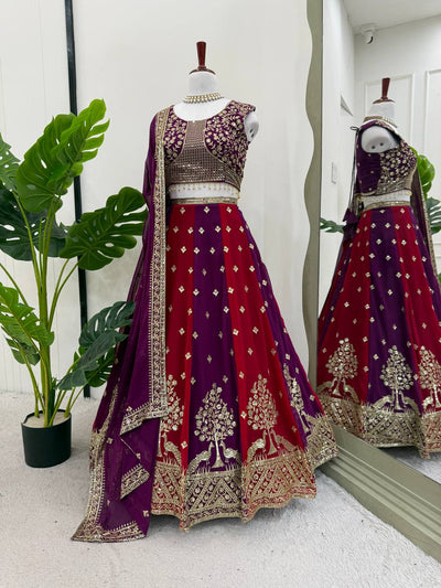 Georgette Sequin Embroidered Lehenga with Dupatta – 3m Flair