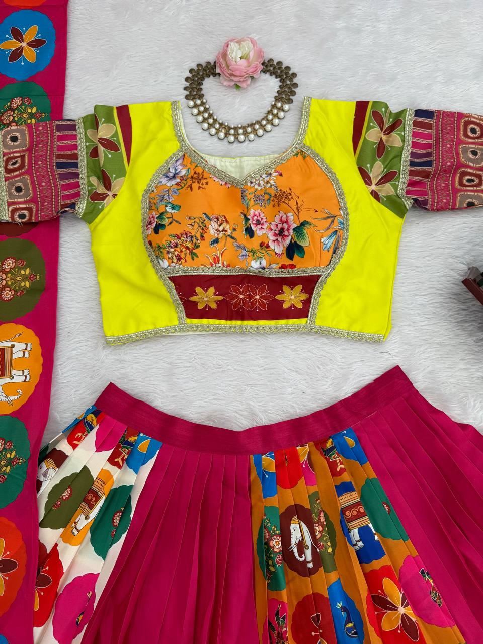 Lehenga Set with Digital Print & 4-Meter Flair