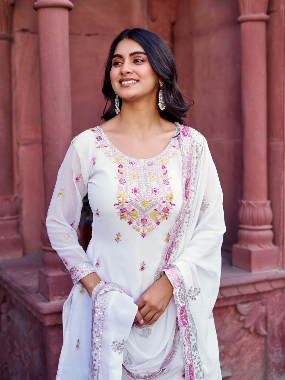Georgette Sharara Set with Thread & Sequin Work