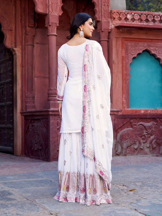 Georgette Sharara Set with Thread & Sequin Work