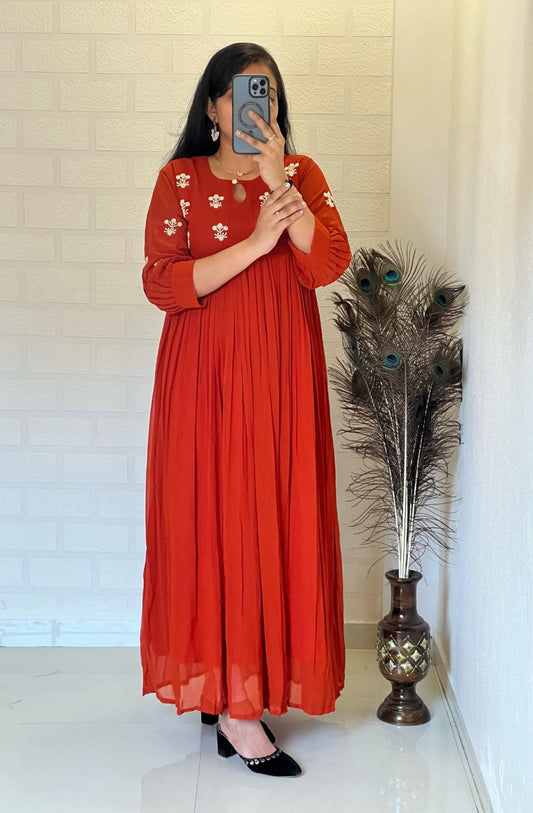 Georgette Dress with Khatli Maggam Handwork