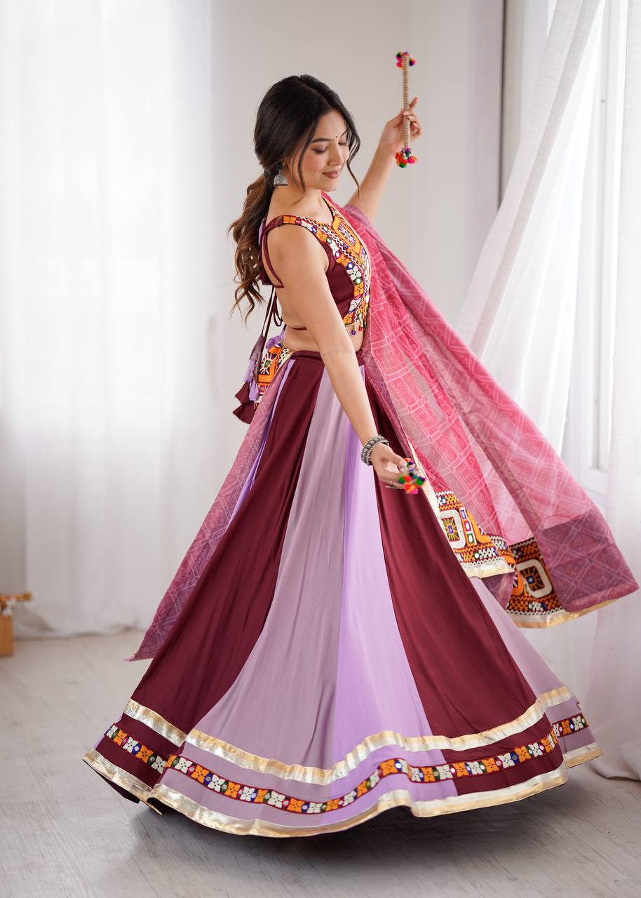 Heavy Rayon Lehenga Choli with Mirror Work & Digital Print Dupatta