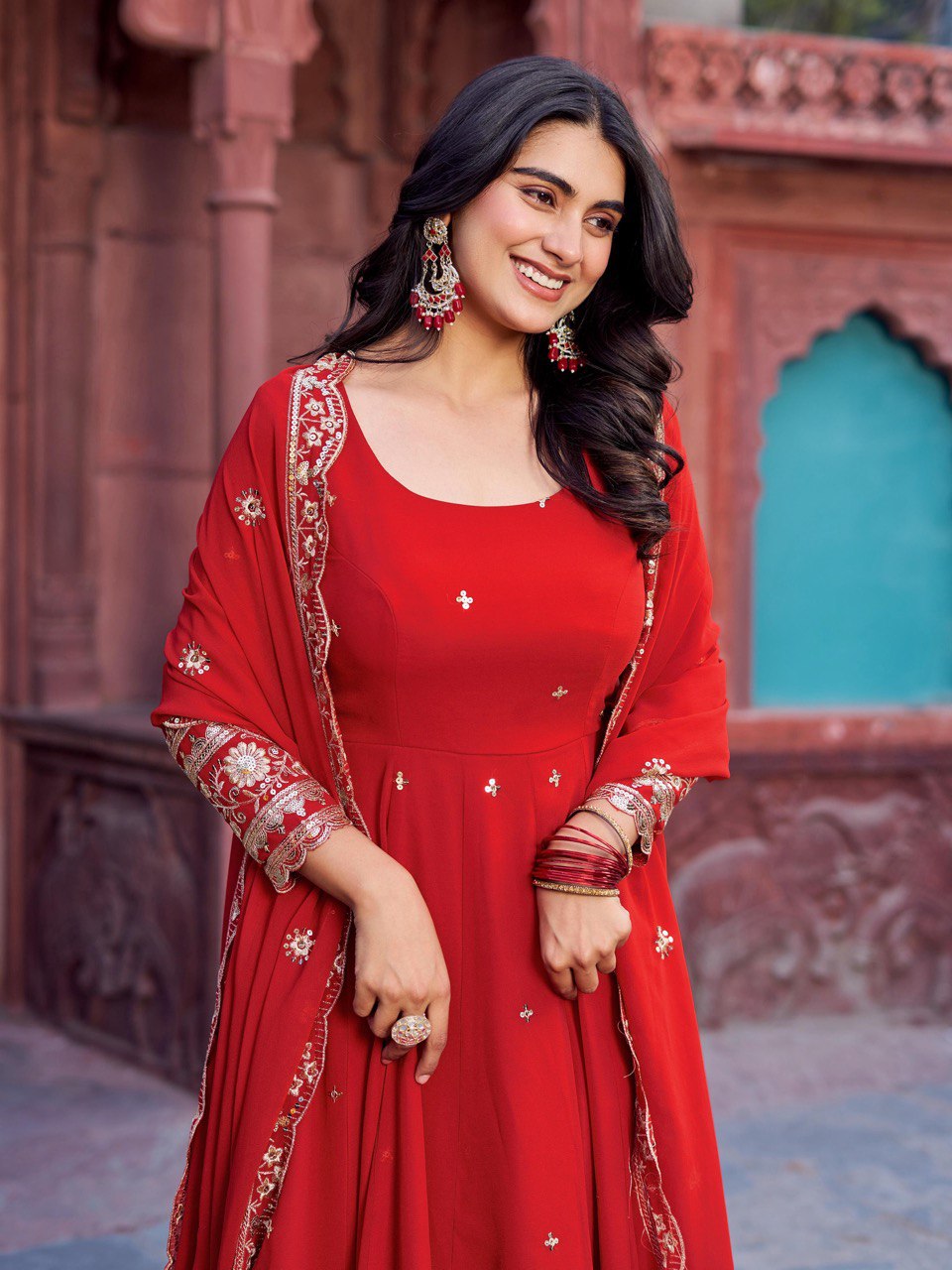 Georgette Gown Set with Front & Back Embroidery