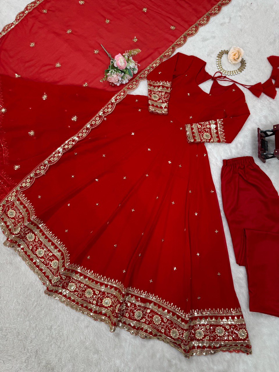 Georgette Gown Set with Front & Back Embroidery