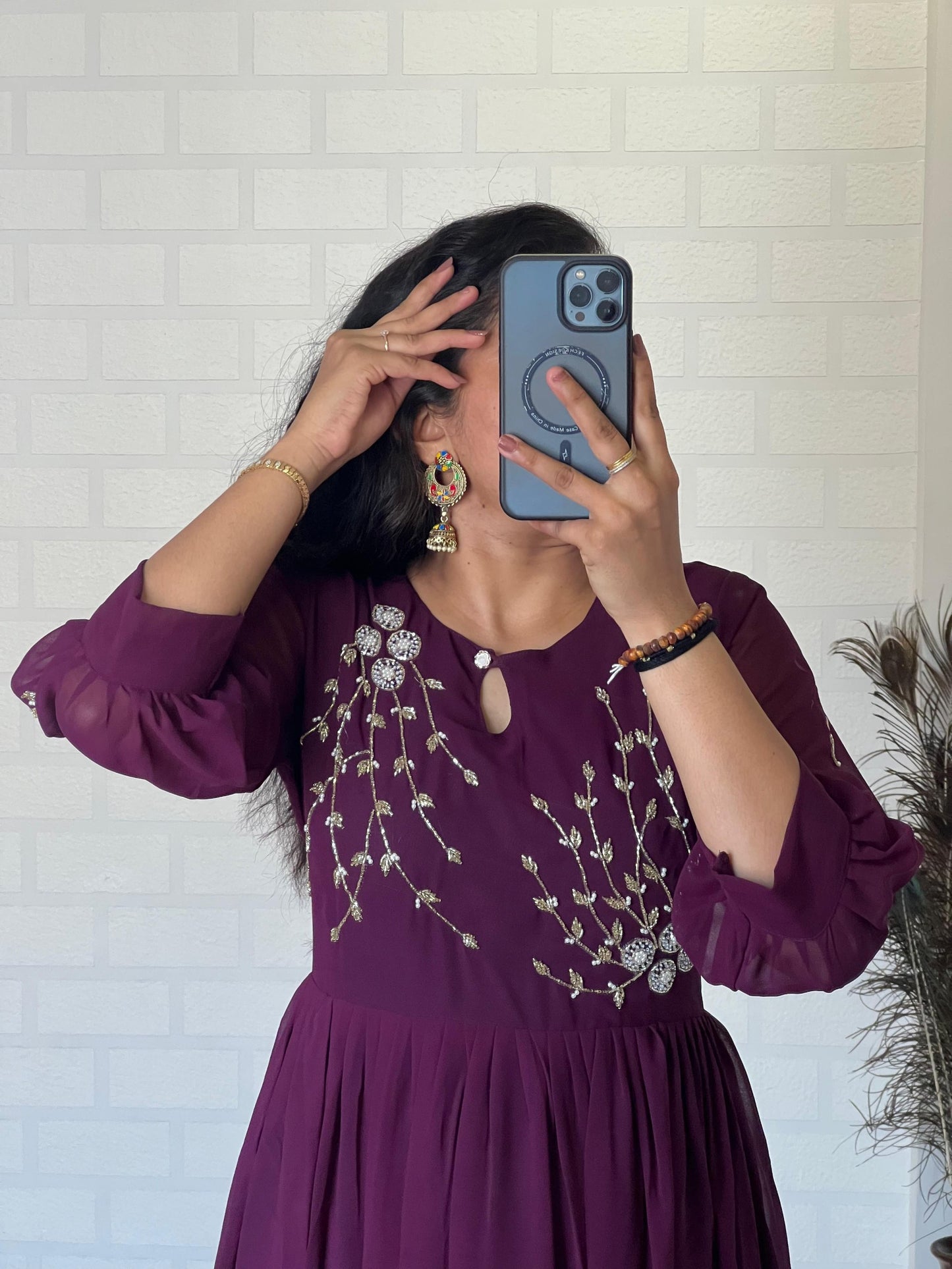 Blooming Georgette Dress with Khatli Maggam