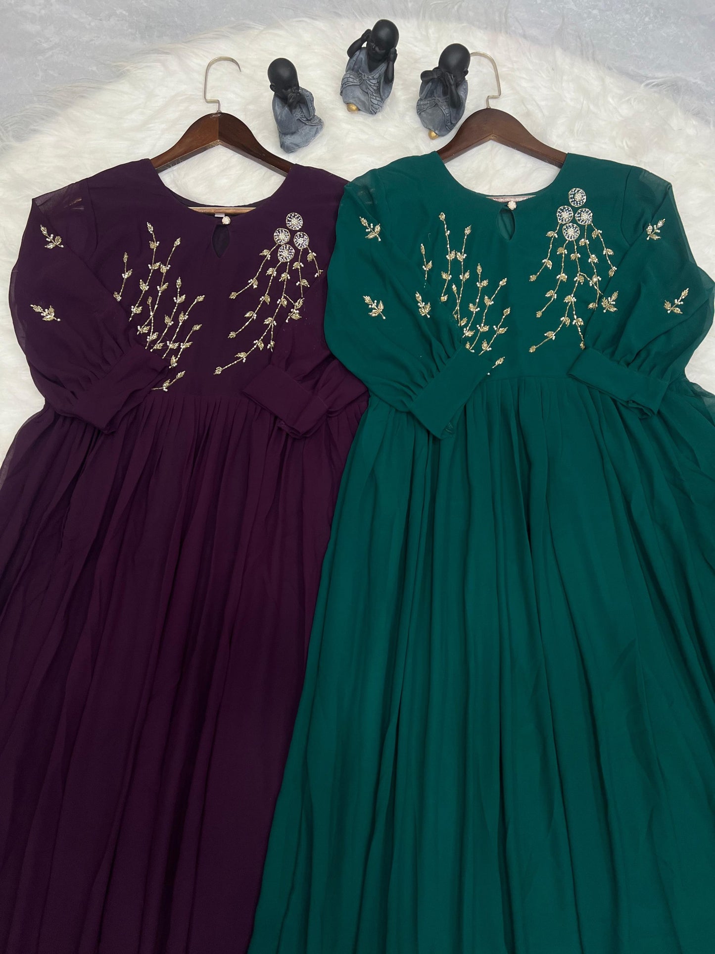 Blooming Georgette Dress with Khatli Maggam