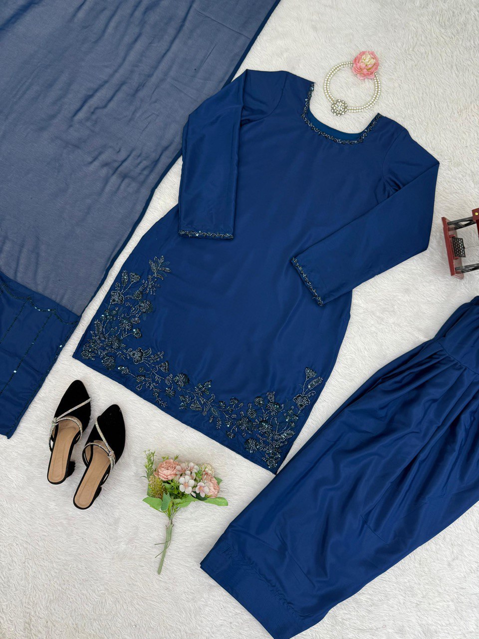 Suit Set with Farshi Salwar & Dupatta