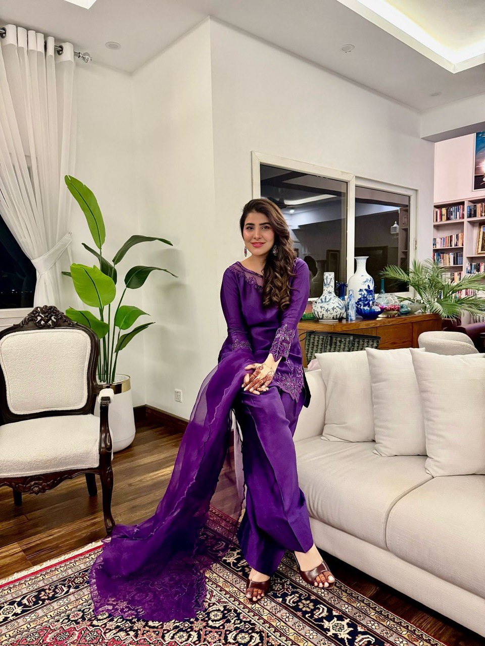 Suit Set with Beaded Dupatta & Farshi Salwar