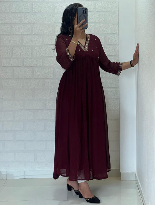 Georgette Dress with Khatli Maggam Handwork