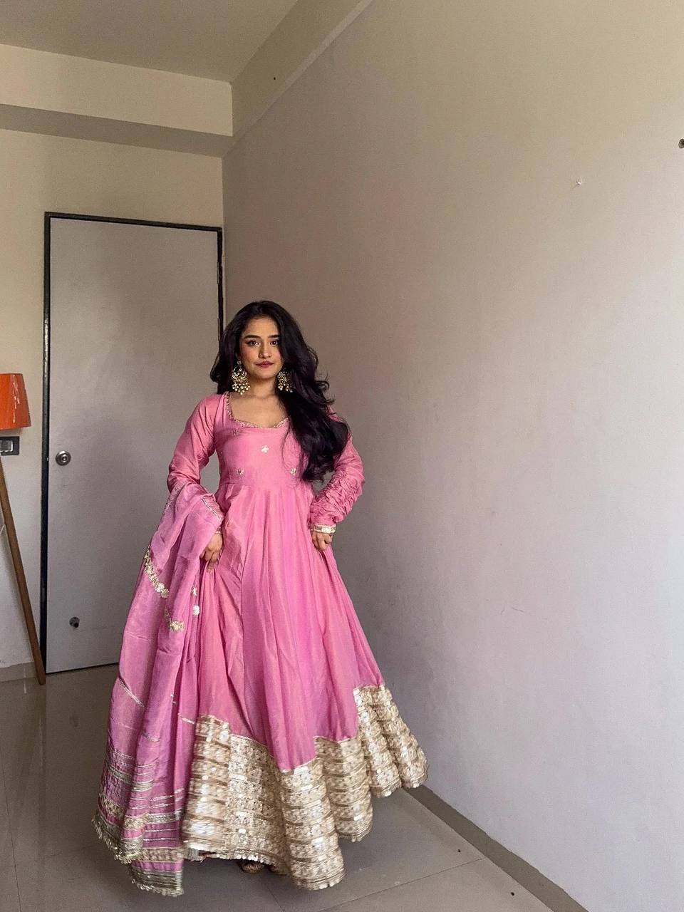 Thread & Sequin Work Suit Set with Dupatta and Pant