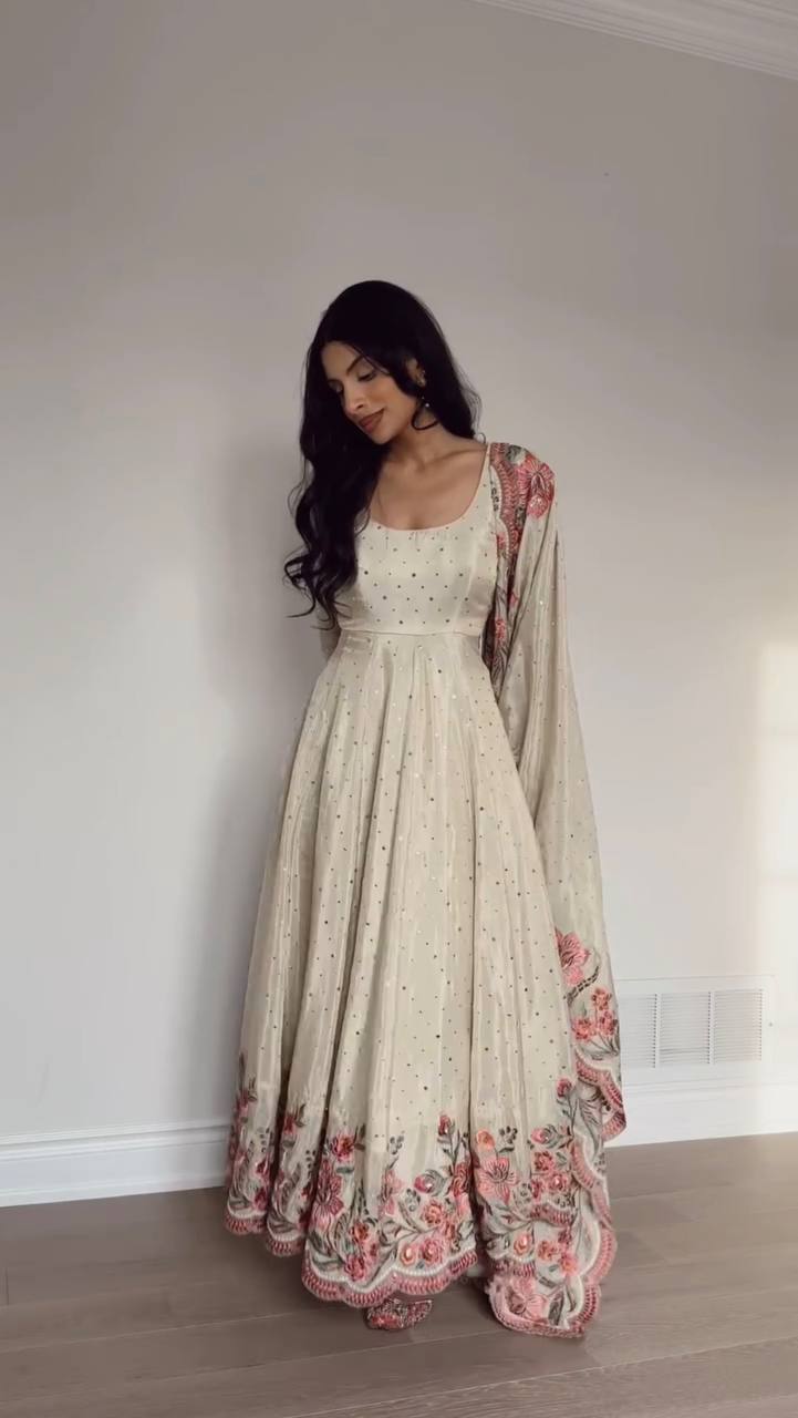 Sequin Work Suit Set with Dupatta