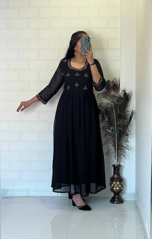 Dress with Khatli Maggam Handwork & Designer Sleeves