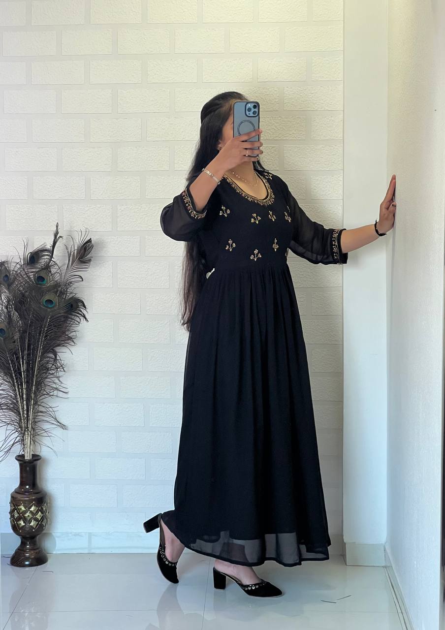 Dress with Khatli Maggam Handwork & Designer Sleeves