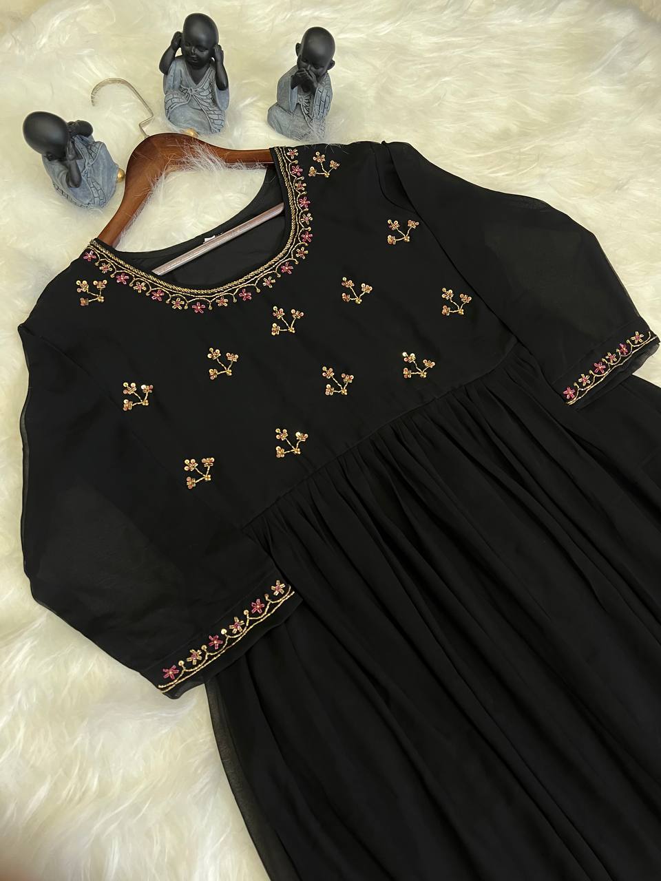 Dress with Khatli Maggam Handwork & Designer Sleeves