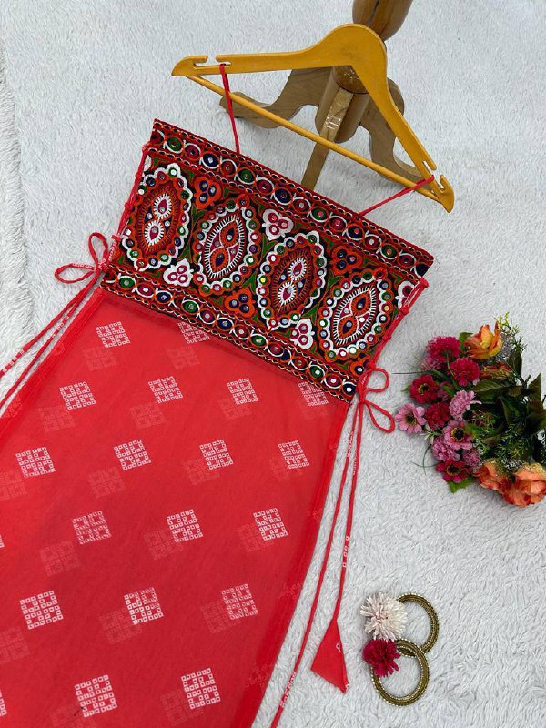 Georgette Mirror Work Dori-Style Padded Top