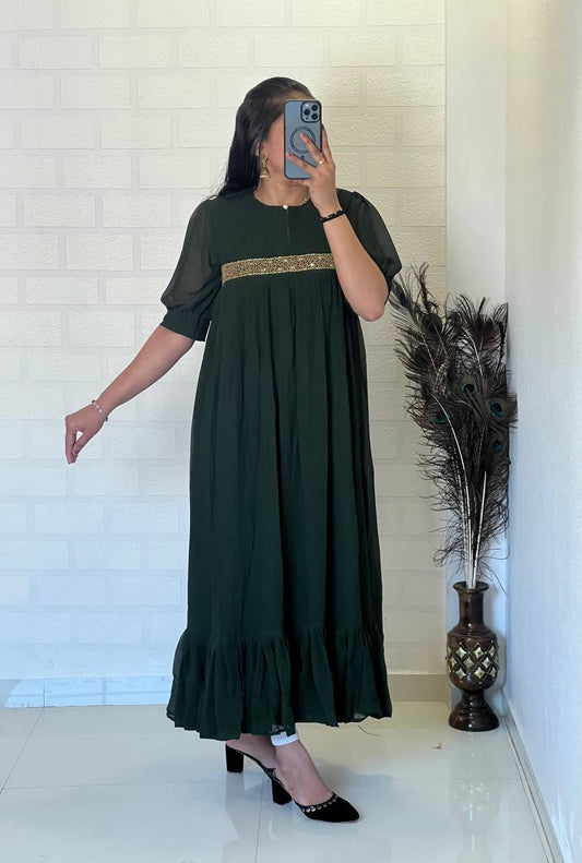 Georgette Dress with Khatli Maggam Handwork