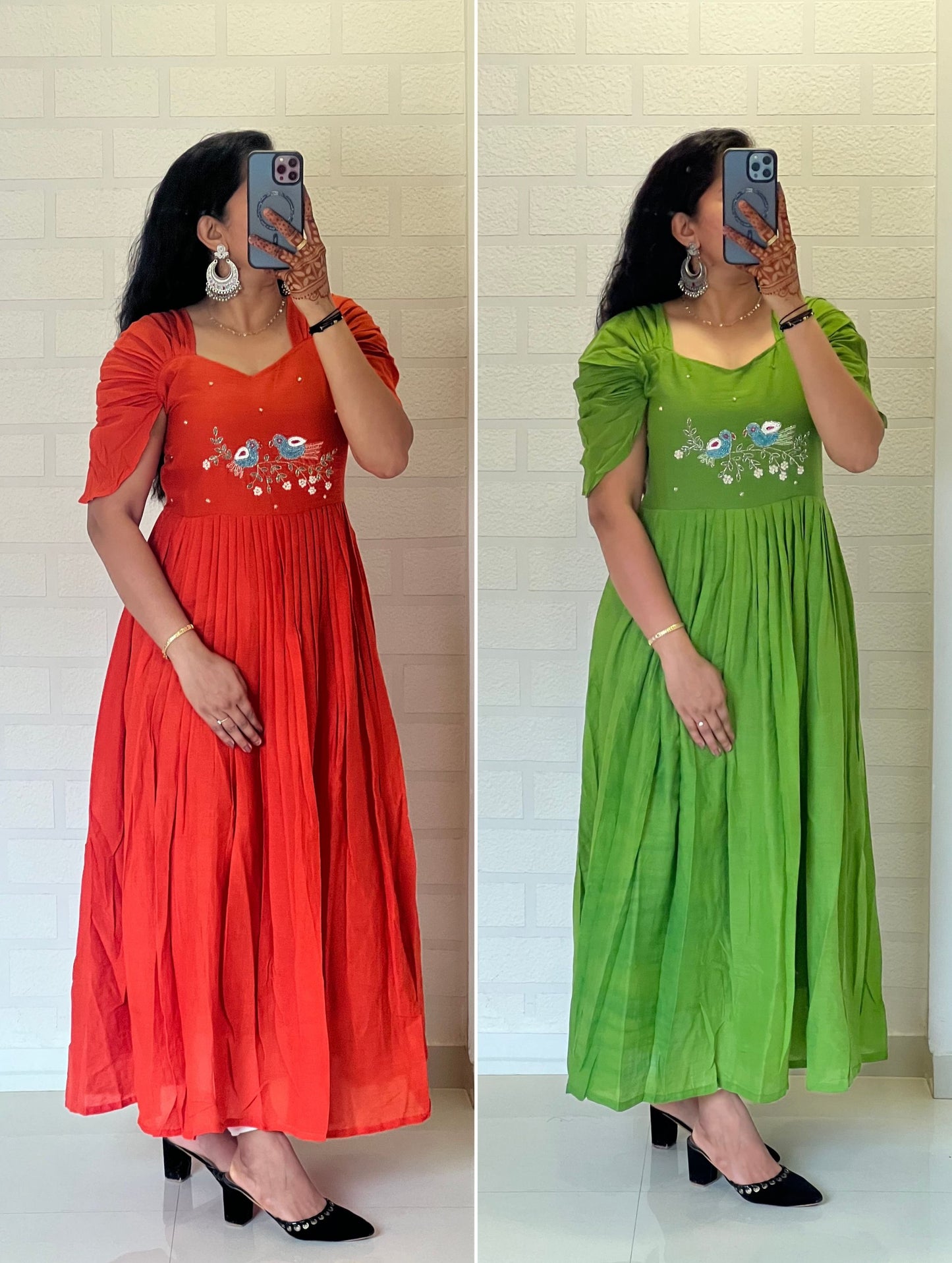 Pure Mul Mul Cotton Handwork Dress