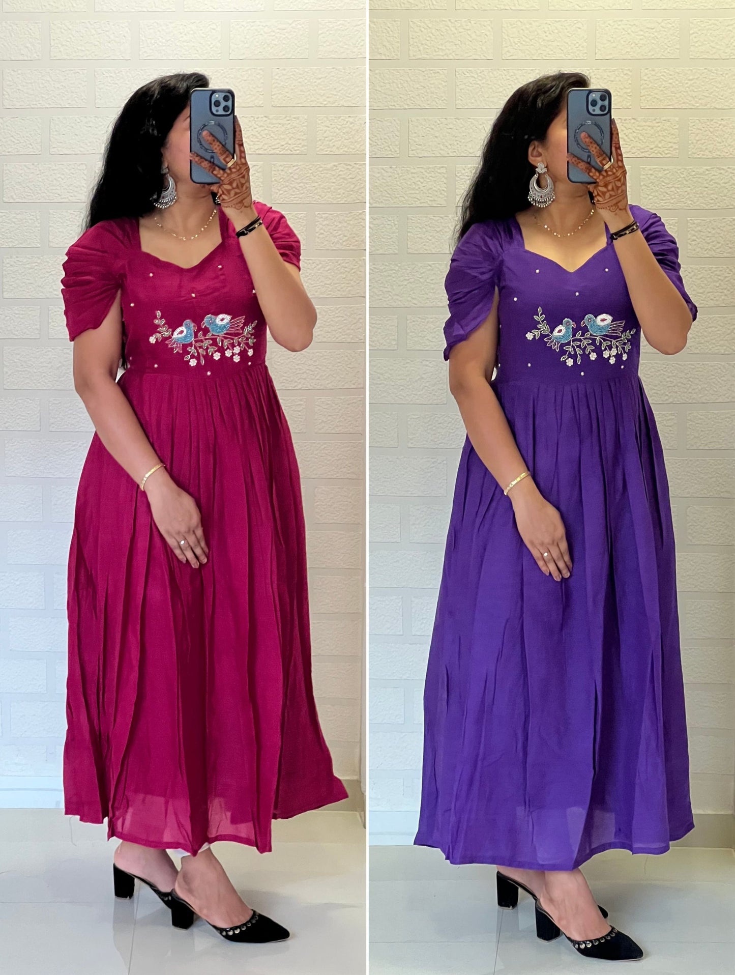 Pure Mul Mul Cotton Handwork Dress