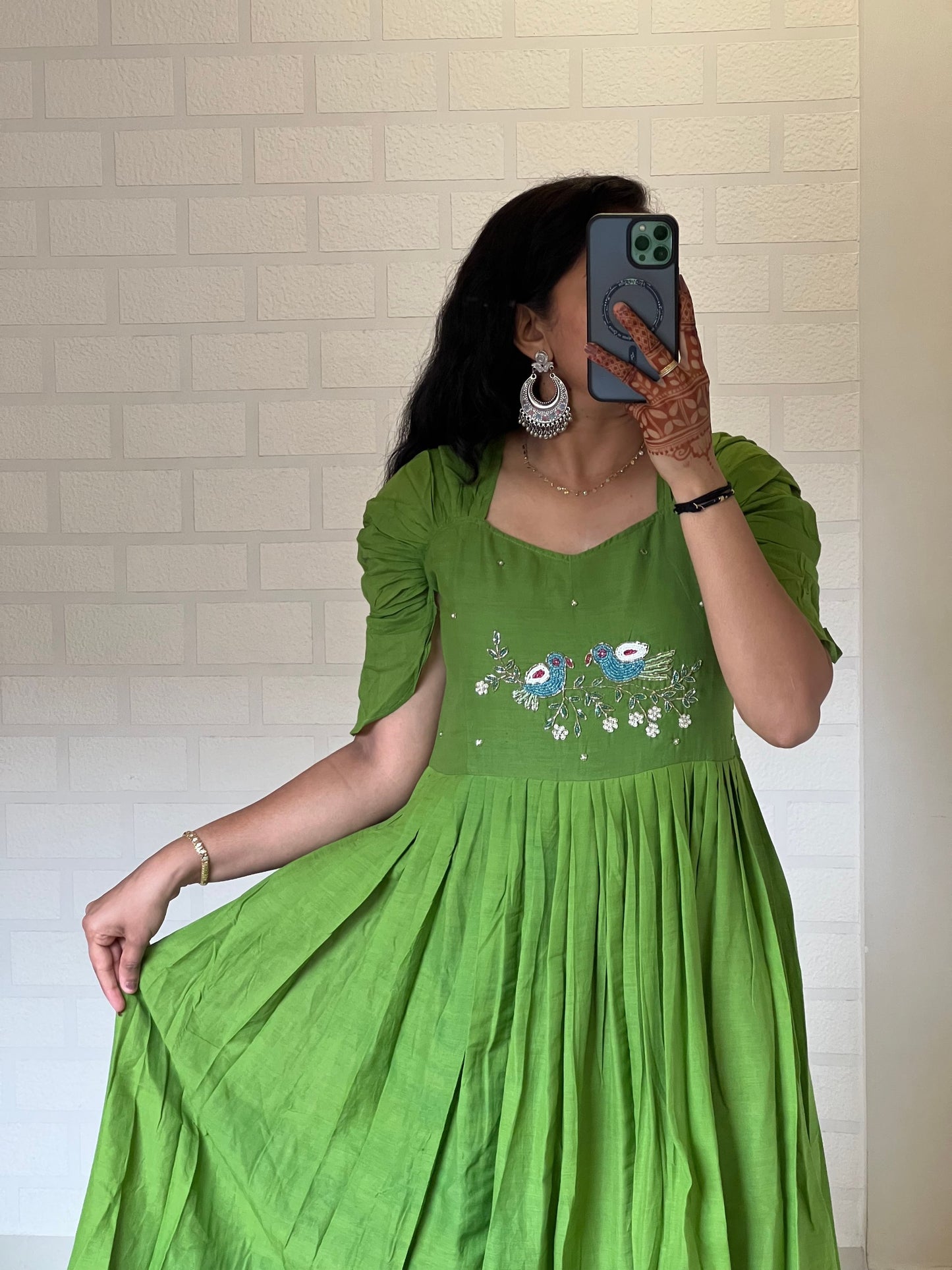 Pure Mul Mul Cotton Handwork Dress