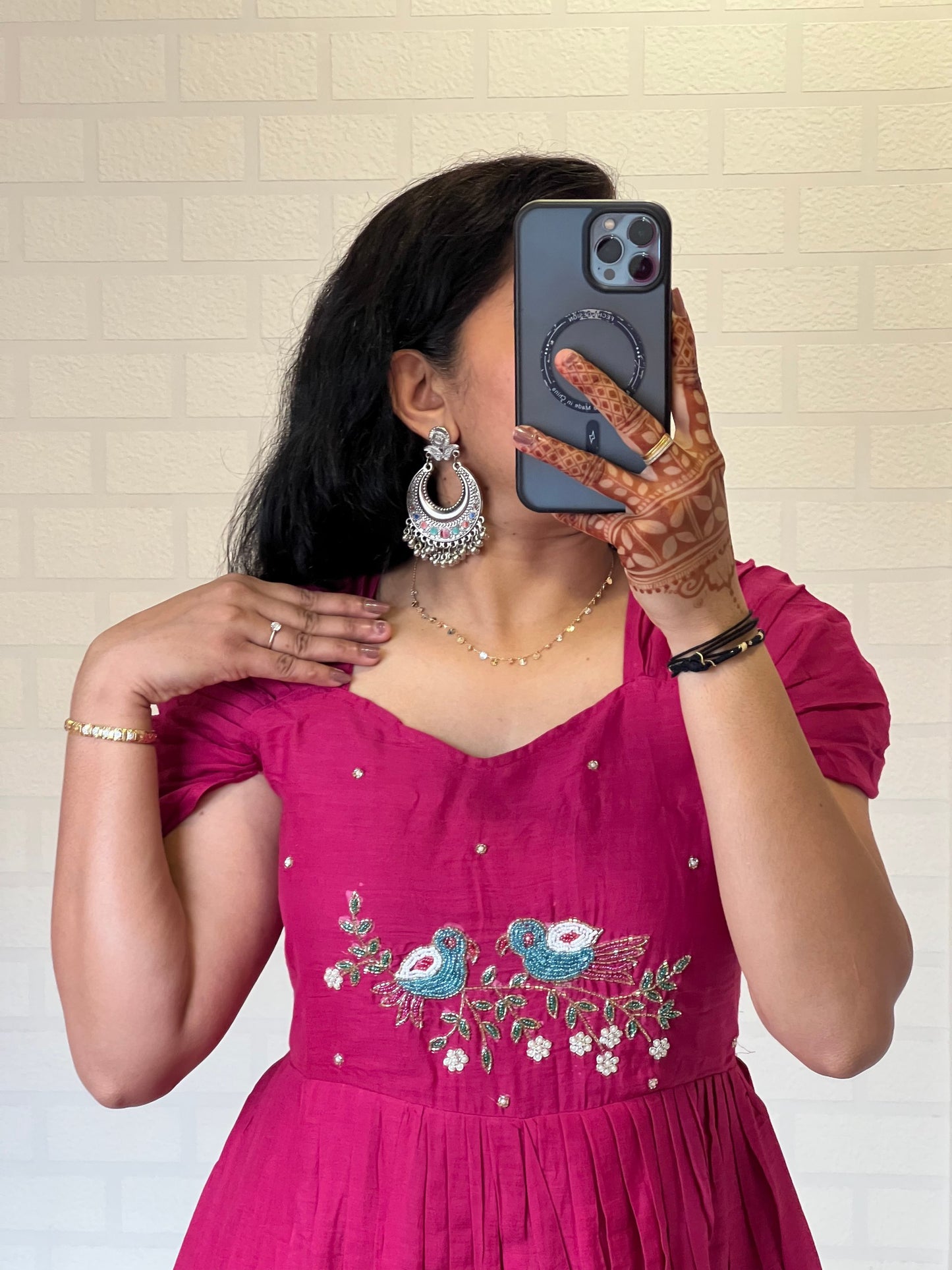 Pure Mul Mul Cotton Handwork Dress