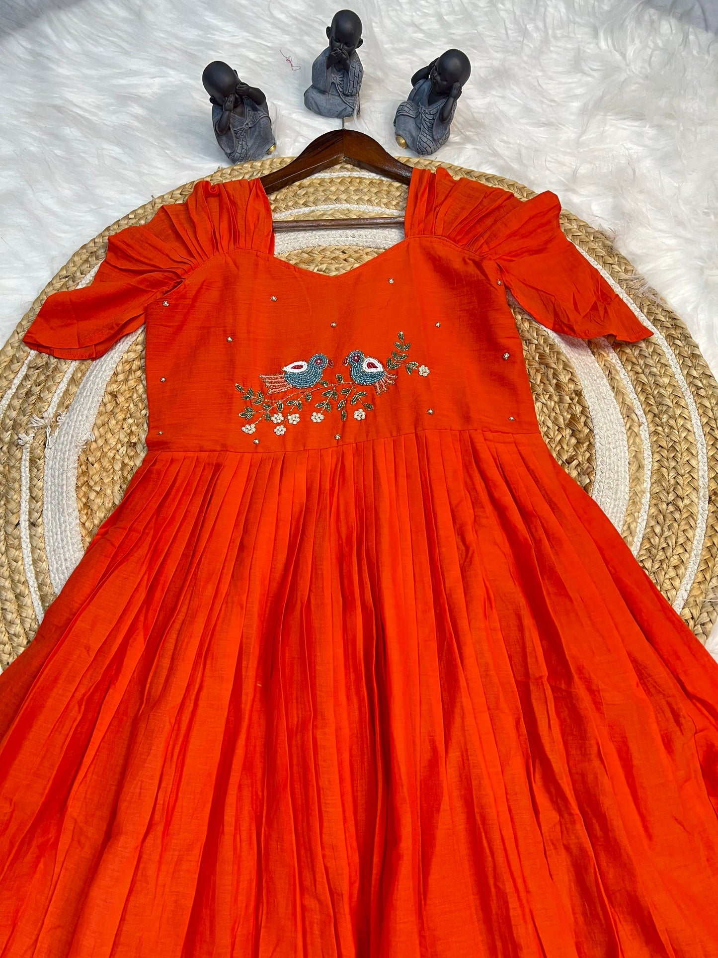 Pure Mul Mul Cotton Handwork Dress