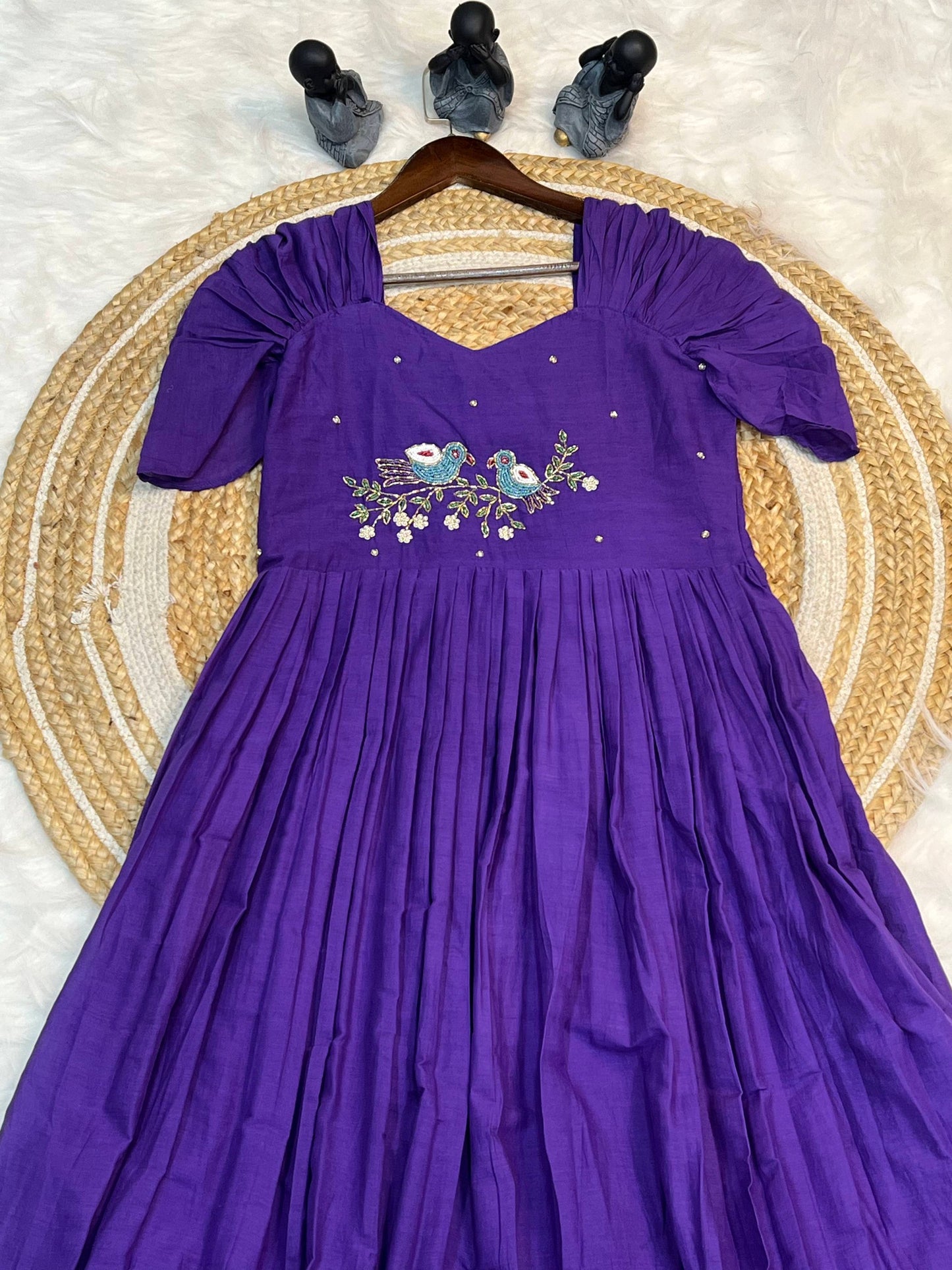 Pure Mul Mul Cotton Handwork Dress