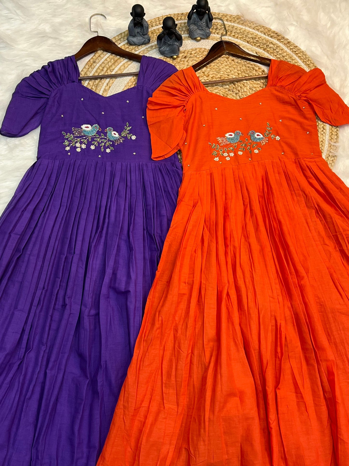 Pure Mul Mul Cotton Handwork Dress