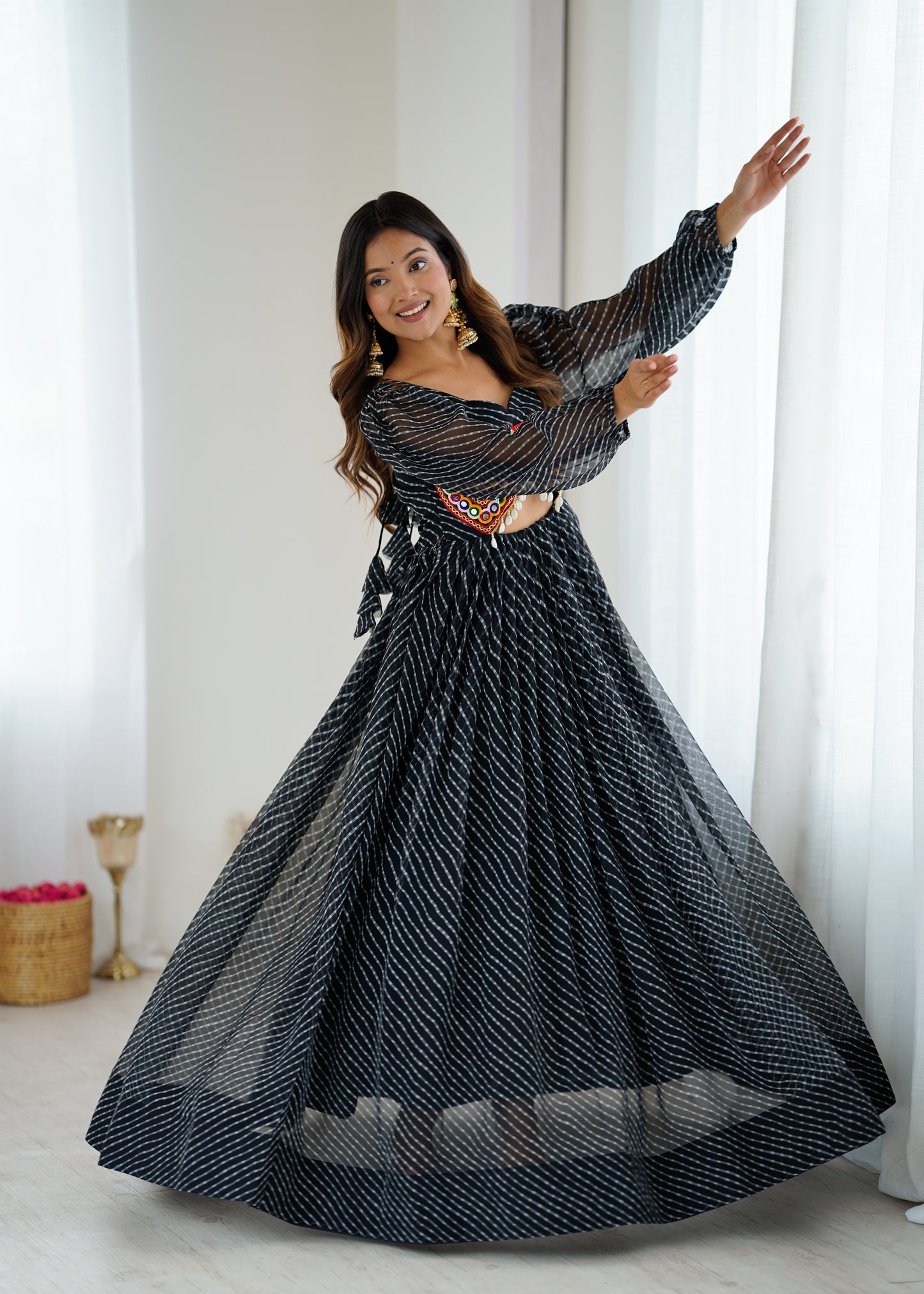 Gown with Chain-Stitch Work & Tassels