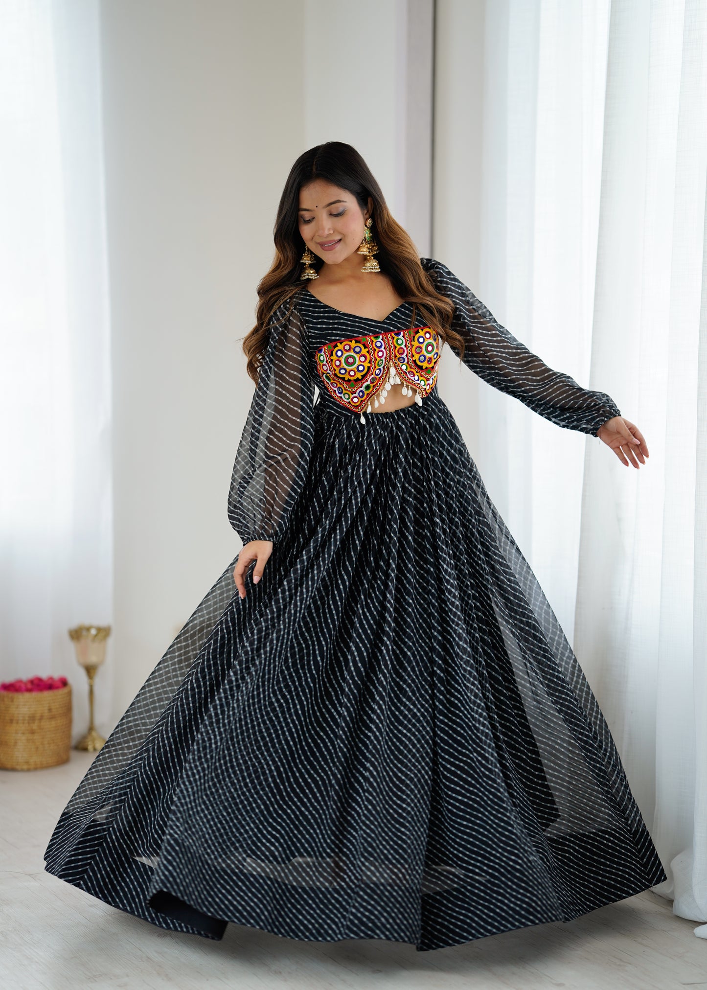 Gown with Chain-Stitch Work & Tassels