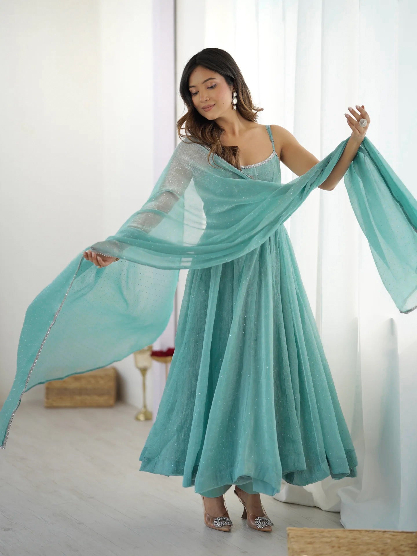 Royal Sirozki Anarkali Set in Crunchy Silk